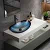 Tempered Glass Bathroom Sink Basin Countertop Wash Bowl with Tap Waste Cloakroom