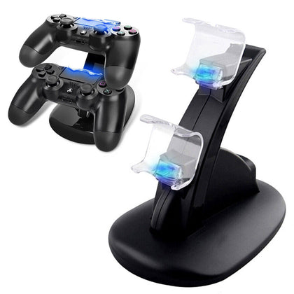 PlayStation 4 PS4 Controller LED Charging Stand Station Dual USB Fast Charger
