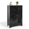 Bathroom Storage Unit | Black Wooden Cabinet Cupboard w/ 4 Drawers