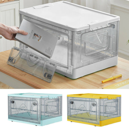 Stacking Storage Box with Lid Foldable Plastic Organizer Books Clothes Container