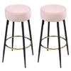 Pair of Round Velvet Bar Stools Kitchen Counter Dining Chairs Breakfast Barstool