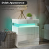 Bedside Table High Gloss Front Nightstand Cabinet with 2 Drawers RGB LED Light