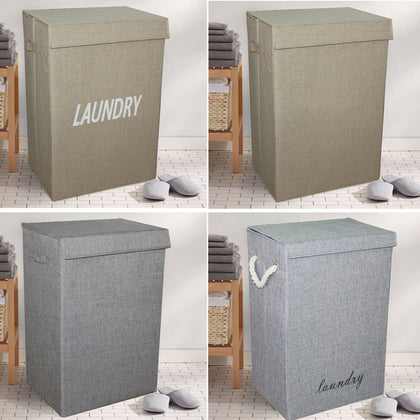 LARGE LAUNDRY BASKETS WASHING CLOTHES STORAGE FOLDING BASKET BIN HAMPER WTH LID