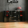 LED Sideboard 2 Door 3 Drawer Buffet Storage Cabinet Cupboard High Gloss