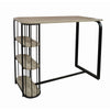 Oak and Black Breakfast Bar Table with Storage - Seats 2 - Quinn