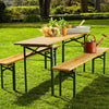 3Pcs Beer Table Bench Set Outdoor Wooden Folding Trestle Patio Garden Furniture