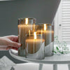 3pcs Authentic Flame Battery Flickering LED Candle Lights Glass Jar Wax | Indoor