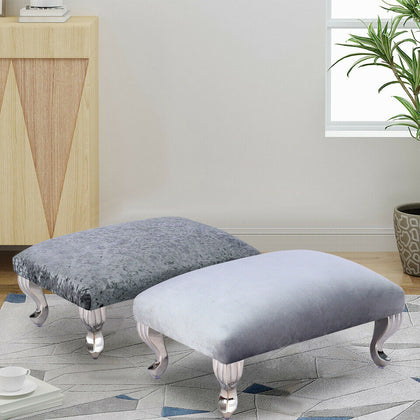 Crushed Velvet Fabric Ottoman Bench Comfortable Padded Seat Chair Chaise Lounge