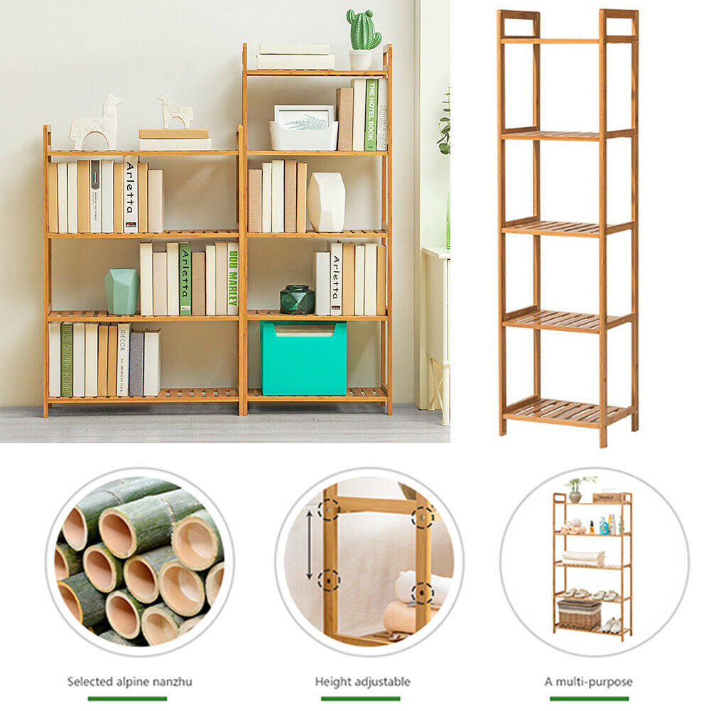 3/4/5 Tier Bamboo Wood Ladder Storage Display Unit Plant Flower Book Shelf Rack