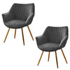2pcs Dining Chairs Grey Velvet Padded Seat w/Gold Metal Legs Kitchen Restaurant