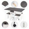 Wooden Mobile Drop Leaf Dining Table w/4 Stools Set Kitchen Home Furniture Grey