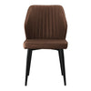 2X Retro Brown/ Grey Dining Chairs Faux Leather Kitchen Dining Room Metal Leg