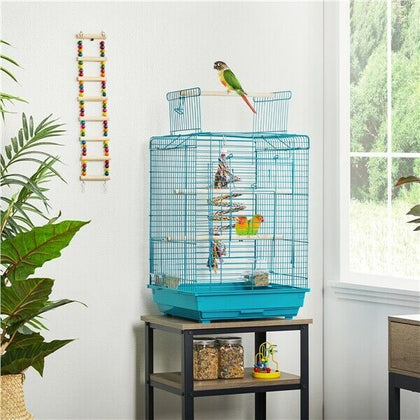 Small Parrot Cage Budgie Cage Open Top Travel Cage Bird Aviary w/Toy for Finch