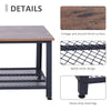 2-Tier Wooden Coffee Table Retro Industrial Style Side Desk Living Room Shelf