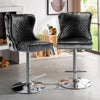 Luxury Crushed Velvet Fabric Bar Stool Knocker Button Back Gas Lift Barstool