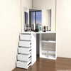 Corner Dressing Table Makeup Desk Three Mirror Drawer Stool Bedroom White