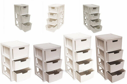 RATTAN STYLE PLASTIC STORAGE TOWERS - MINI / LARGE - STRONG - HOME - BATHROOM