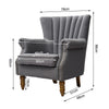 Vintage Linen Fabric Queen Anne Wing Chair Fireside High Back Armchair Sofa
