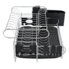 Metal Dish Drying Rack 2 Tier Wire Draining Board with Drip Tray Cutlery Holder
