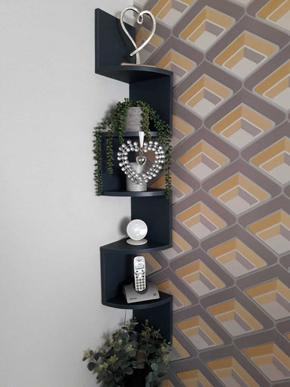 5 Tier Lucca Wall Mount Corner Shelf/Shelves Display Shelving Blue-G-0026