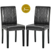 Set of 2 Modern Dining Chairs Kitchen Chair Leather with Solid Wooden Legs Black