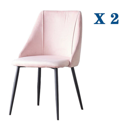 2Pcs Morden Velvet Dining Chairs Living Room Luxury Chairs Counter Chairs Pink