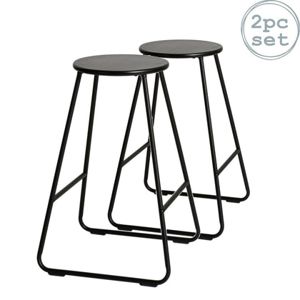 2x Wooden Bar Stools Breakfast Kitchen Island Counter Dining Chair Black / Black