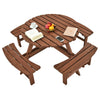 6 / 8 SeaterS Wooden Furniture Set Pub Bench Round Outdoor Picnic Table Garden