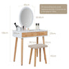 Vanity Table Set Makeup Dressing Table w/ LED Adjustable Mirror Stool 2 Drawers