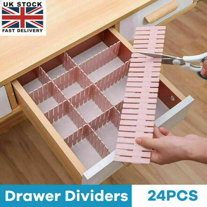8X Adjustable Drawer Dividers Organiser Socks Plastic Closet Separator Flexible