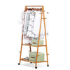 Heavy Duty Wooden Clothes Rail Wardrobe Hanging Garment Shoe Rack Rolling Stand