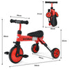 2 IN 1 Kids Tricycle Toddler Bike Trike 3 Wheels Folding Baby Balance BikeWalker