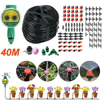 160PC Automatic Drip Irrigation System Kit Plant Timer Self Watering Garden Hose