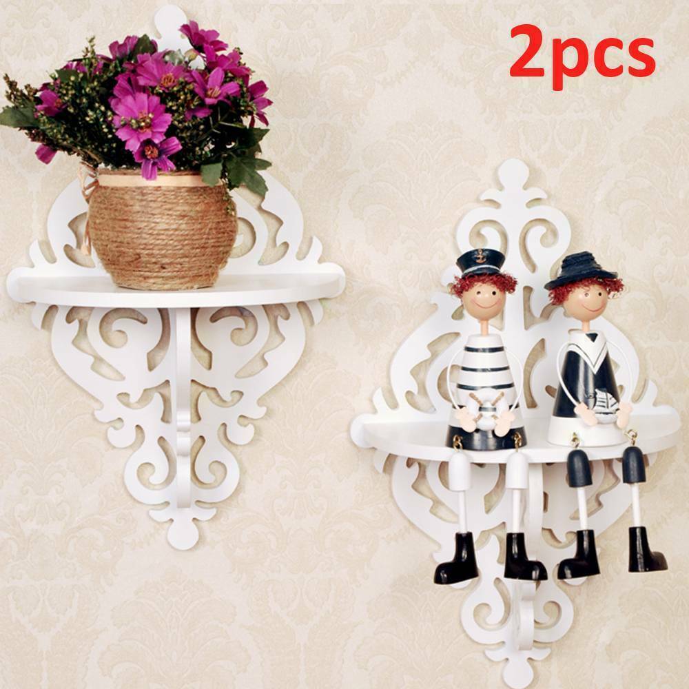 Small 2Pcs Corner Shelf Floating Wall Shelves Storage Display Books Rack Decor