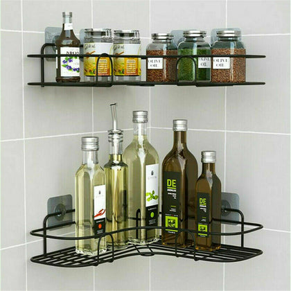 2x Heavy Duty Kitchen Bathroom Wired Corner Shower Caddy Holder w/Strong Suction
