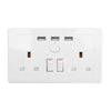 Double Wall UK Plug Socket 2 Gang 13A + 3 USB Charger Port Outlets Plate UK