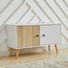 Scandinavian Wood TV Stand Vintage Media Unit Small Storage Cabinet with 2 Doors