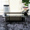 Rectangle Glass Coffee Table Black With Lower Shelf Modern Living Room Furniture
