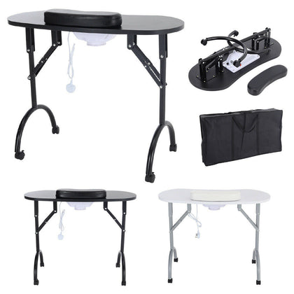 Portable Foldable Mobile Manicure Table with Dust Collector/Hand Rest/Carry Bag