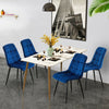 2 Blue Velvet Dining Chairs Dining Room Restaurant Metal Legs Padded Modern