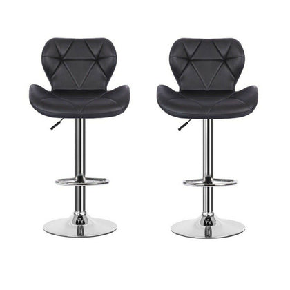 2× Black Bar Stools Swivel Kitchen Breakfast Bar Stool Chair PU Leather Gas Lift