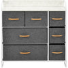 Non-woven Fabric Bedside Cabinet 7 Drawers Side Table Standing Storage Unit Whit