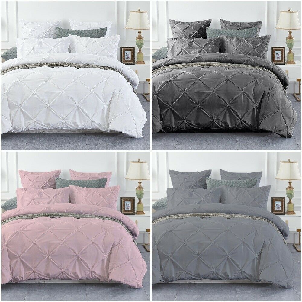 200 TC 100% EGYPTIAN COTTON PINTUCK DUVET COVER BEDDING SET DOUBLE KING SIZE