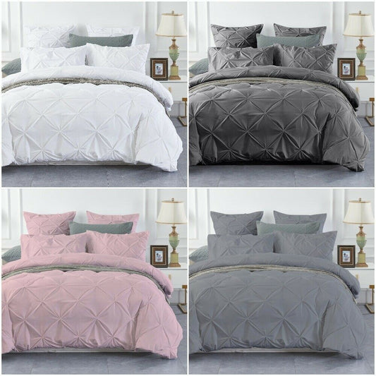 200 TC 100% EGYPTIAN COTTON PINTUCK DUVET COVER BEDDING SET DOUBLE KING SIZE