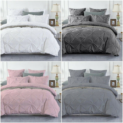 200 TC 100% EGYPTIAN COTTON PINTUCK DUVET COVER BEDDING SET DOUBLE KING SIZE