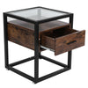 Industrial Nightstand Side Table Storage 1 Drawer Retro Rustic Bedside Cabinet