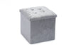 Crushed Velvet Toy Diamante Ottoman Folding Storage Pouffe Box Stool Seat Silver