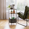 Coffee Table Round End Table 3 Tier Side Table Bedside Table with Storage Basket