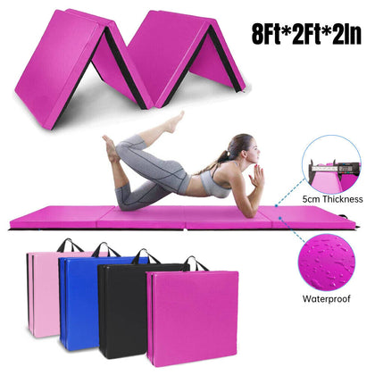 8Ft Foldable Gymnastics Mats Yoga Thick Exercise Training Gym Mat Non Slip