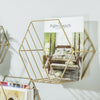 2x Hexagon Metal Wire Wall Shelf Home Decor Magazine Storage Floating Shelf Gold